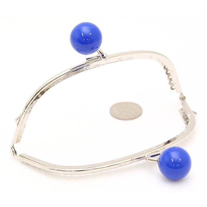 あめだま 1432【2cm玉付き口金】がま口 口金 12.5cm シルバー あめ玉