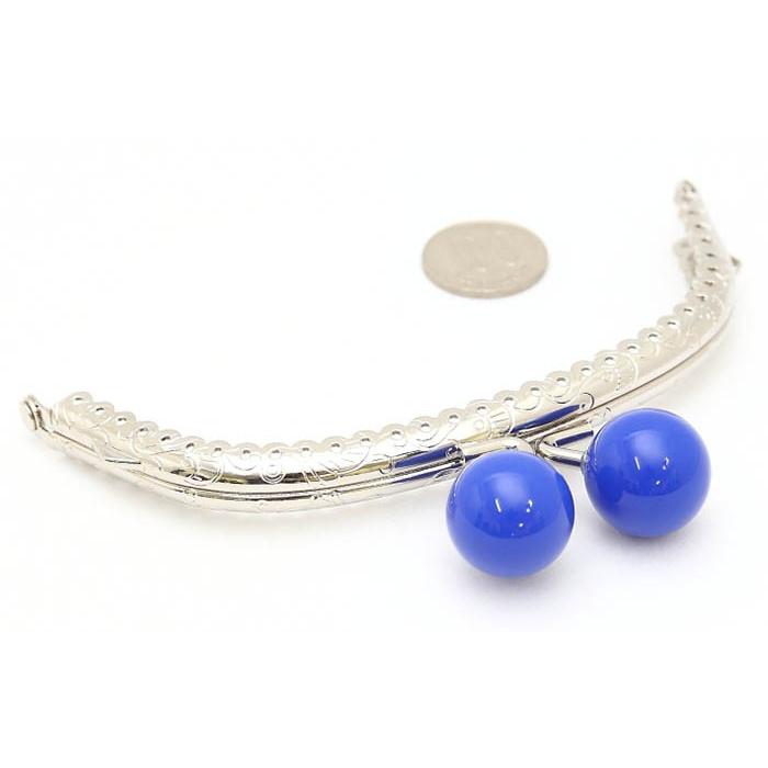 あめだま 1432【2cm玉付き口金】がま口 口金 12.5cm シルバー あめ玉