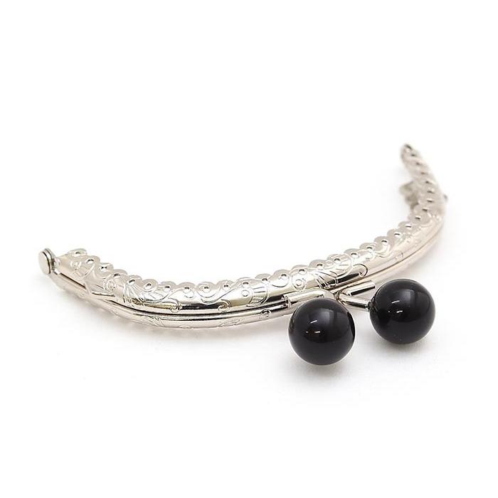 1653 がま口 口金 10.5cm 単色あめ玉(16mm) シルバー くし型 縫い