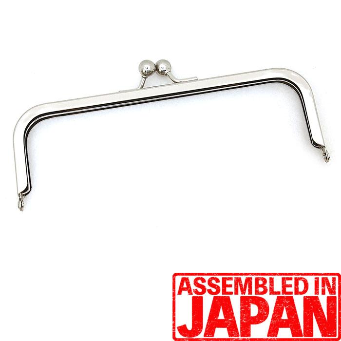 3663【格安】 がま口 口金 16.5cm 角型 マットシルバー 差し込み