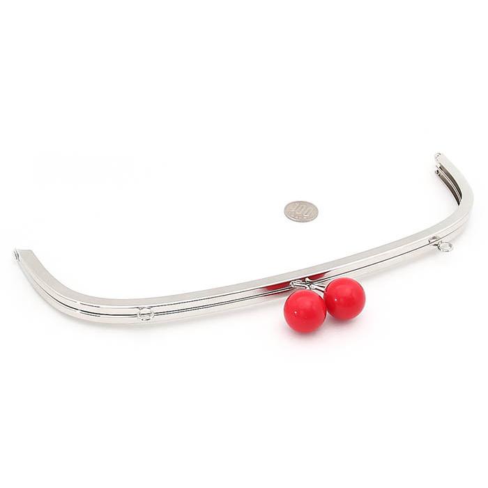 385 がま口 口金 30cm シルバー くし型 あめ玉付き（2.5cm玉