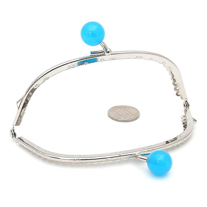 1431【クリア玉付き】がま口 口金 12.5cm シルバー あめ玉