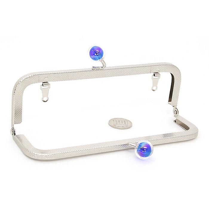 ビーズインビーズ玉】がま口 口金 16.5cm あめ玉付 シルバー 内カン