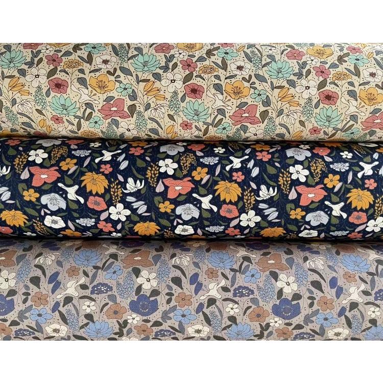 ツイル生地:KTS6752】花柄 コットンこばやし【メール便可】生地  