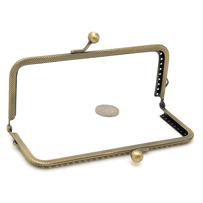 1161 がま口 口金 15cm 角型 アンティークゴールド 縫い付けタイプ