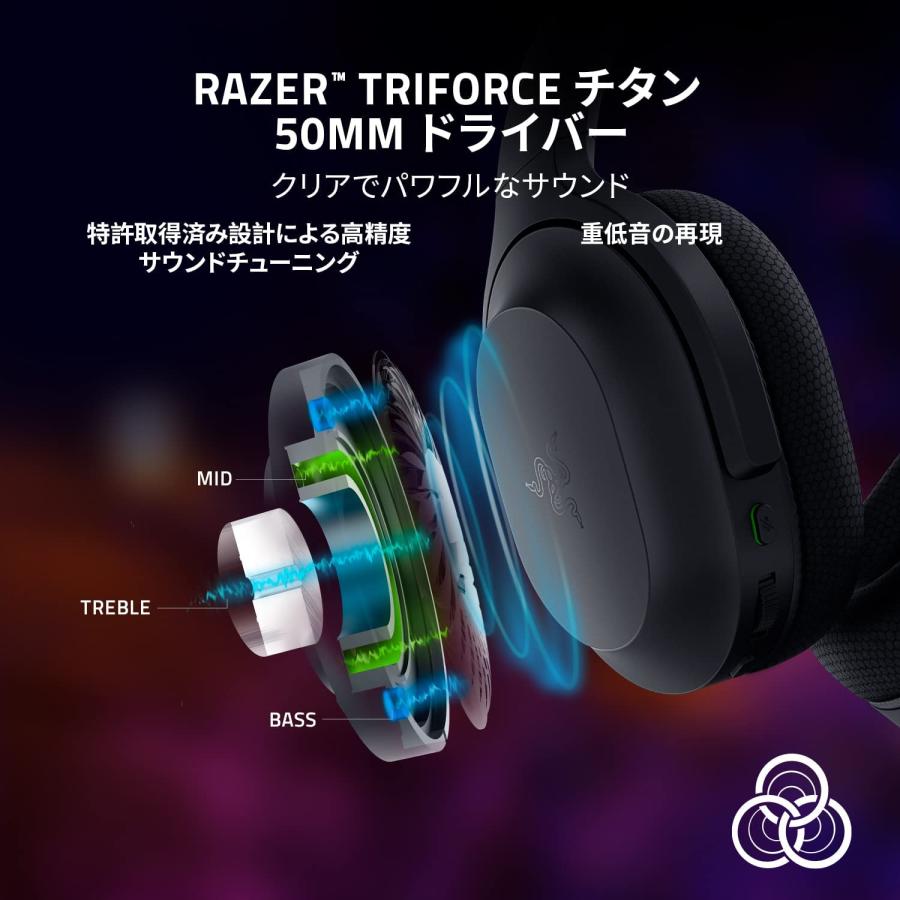 Razer レイザー Barracuda ワイヤレス ゲーミングヘッドセット THX 7.1ch チタン50mmドライバ 無指向性 ビームフォーミングノイズキャンセリングマイク れいざー｜gamingcenterbygrapht｜04