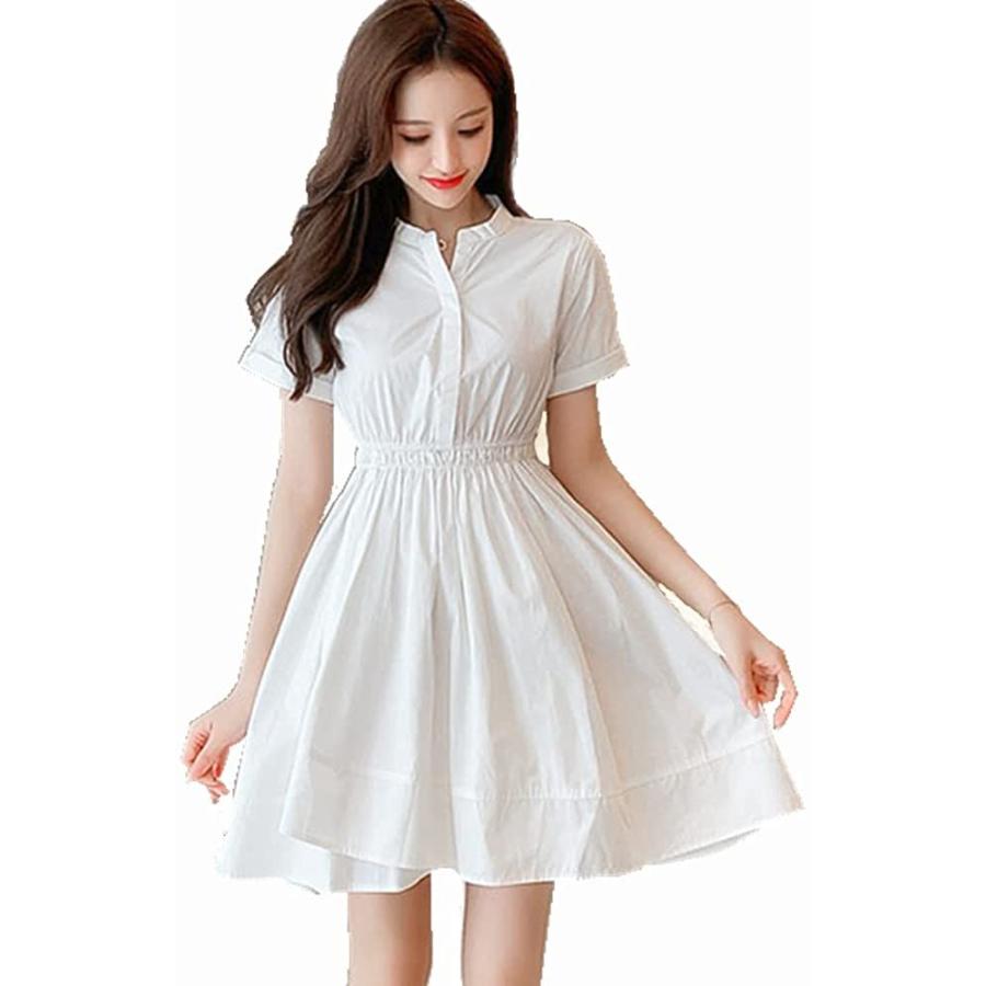 国内配送料無料 Meetmatcha ワンピースレディース 春 夏 半袖シャツワンピース白 トップス 綿製 膝丈ひざ丈 かわいい チュニック 無地 お洒落 Aライン 日経トレンディ Www Superavila Com