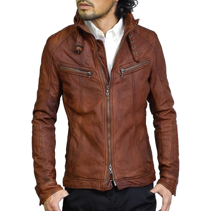 売り出し安い レザージャケット メンズ 本革 ラムレザー シングルライダース ライダースジャケット 皮ジャン 革ジャン バイク キャメル S ハルフレザー Ha Gamo Shops 通販 Yahoo ショッピング 可愛い通販サイト Klinikhukum