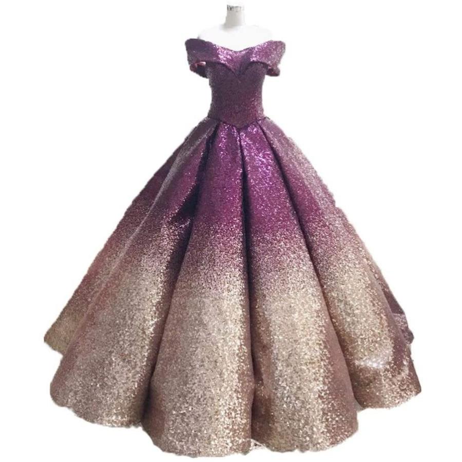 爆売り 花嫁のドレス オフショルダーフラッシュスパンコールブライダルウェディングデラックスパーティーウエディングドレスステージパフォーマンスドレス フォトドレス その他着物