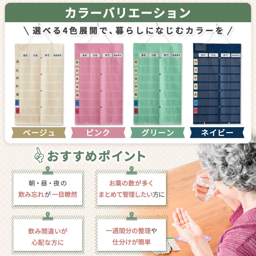 薬カレンダー 日本製 お薬カレンダー ポケット 1週間 薬が見える