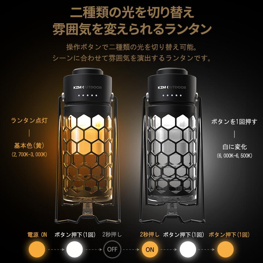 KZM LEDランタン USB 充電式 キャンプ ランタン ランプシェード 照明 おしゃれ アウトドア キャンプ用品 モダンハイブランタン(kzm-k21t3o01)_7