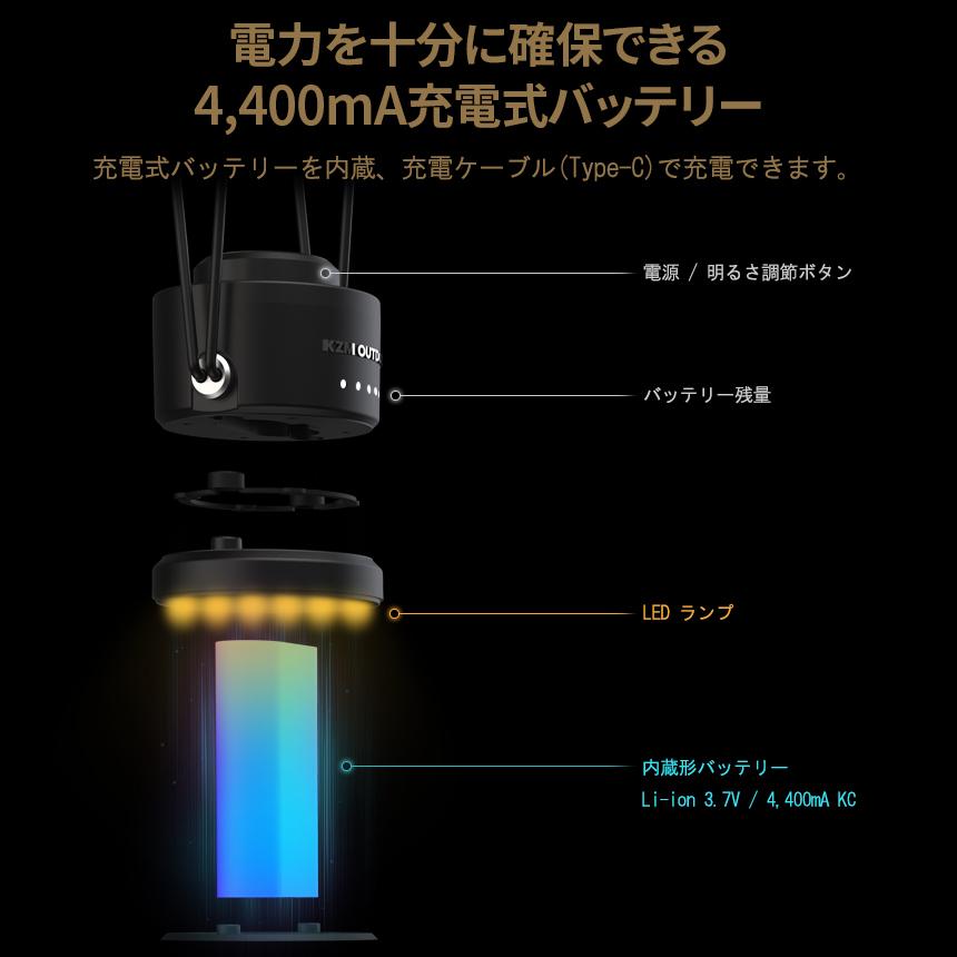 KZM LEDランタン USB 充電式 キャンプ ランタン ランプシェード 照明 おしゃれ アウトドア キャンプ用品 モダンハイブランタン(kzm-k21t3o01)_8