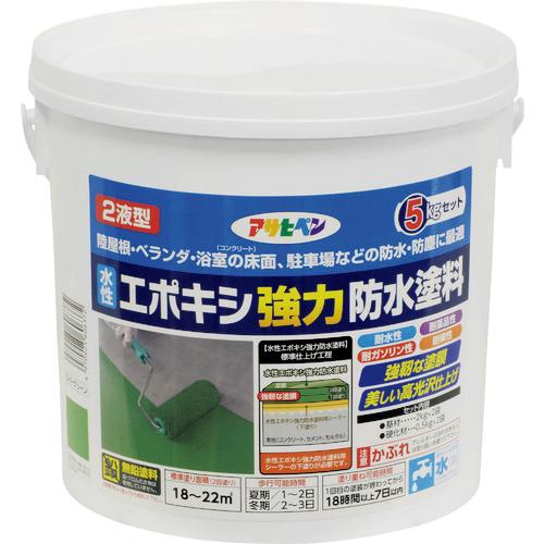 （株）アサヒペン アサヒペン 水性エポキシ強力防水塗料 ５ＫＧセット ライトグリーン 606372 1缶