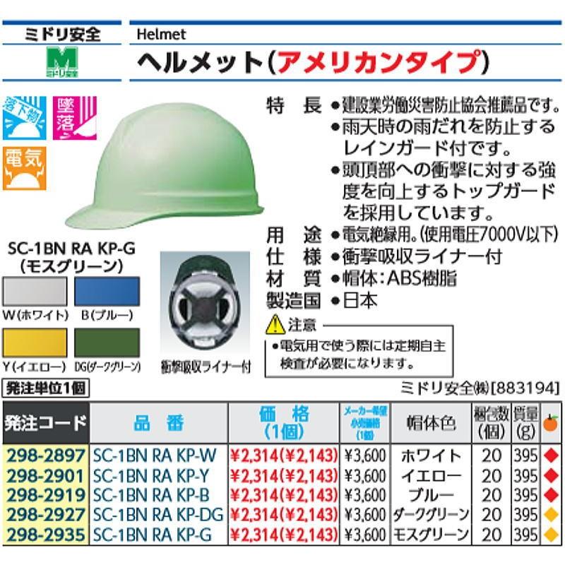 ミドリ安全 ＡＢＳ製ヘルメット ダークグリーン SC-1BN RA KP-DG 1個｜ganbariya-shop｜02