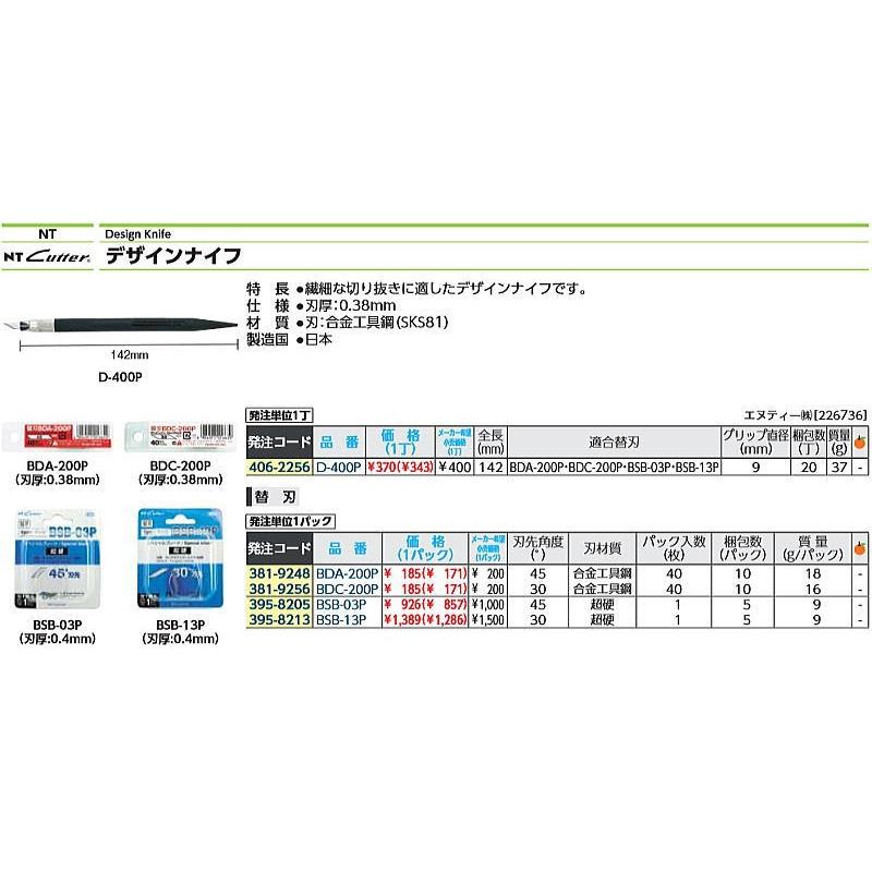 ■ＮＴ デザインナイフ替刃 スペシャルブレード超硬刃 刃先３０° BSB-13P 1PK（1枚入）｜ganbariya-shop｜03