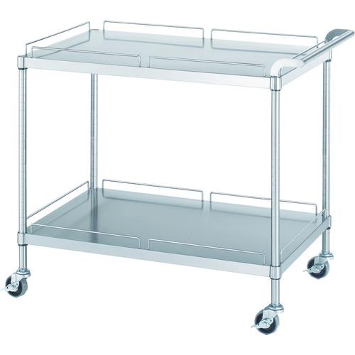 シンコー ステンレスワゴン（ＳＵＳ３０４・ガード付）天地２段タイプ φ７５ウレタン車 ９００×４５０×８００ 1台