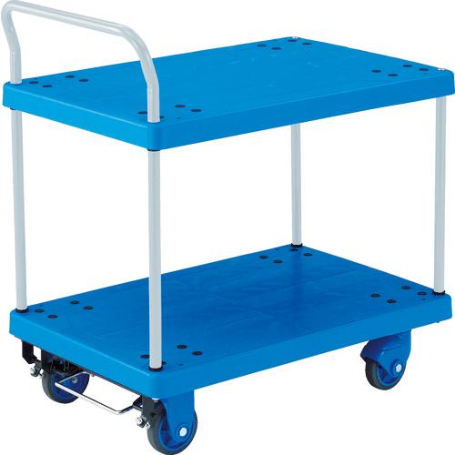 ＴＲＵＳＣＯ 樹脂台車グランカート サイレント ２段片袖 ８００Ｘ５３５ ストッパー付 1台