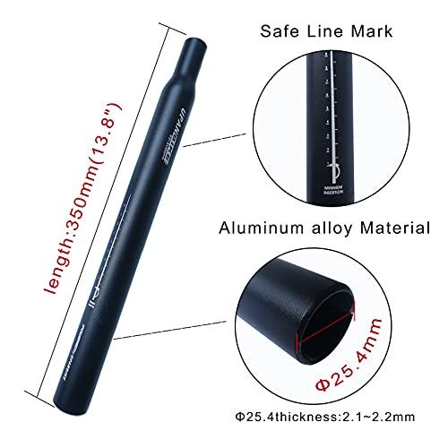 UPANBIKE Bike Seatpost Aluminum Alloy 25.4 28.6 27.2 30.9 31.6mm*400mm Extender Length Seat Post For Mountain Bike(Black 25.4mm