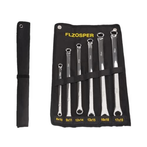 超ロングストレート6本組 メガネレンチセット 8*19mm めがねレンチ CR-V鋼製 鏡面仕上げ 収納袋付き の商品画像