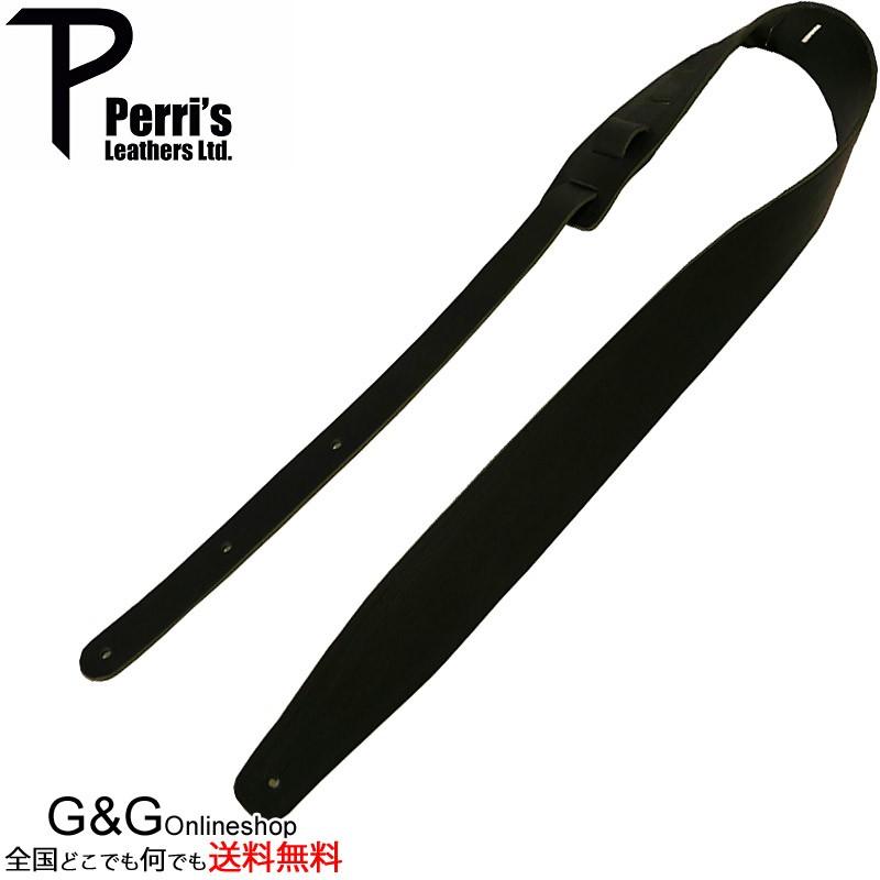 Perri’s(ペリーズ)　P25FE-6903　エンボス加工　レザー　ギターストラップ　2.5″ BLACK BELT LEATHER W/FULL STRAP EMBOSSING -SHELLS　GUITAR STRAP