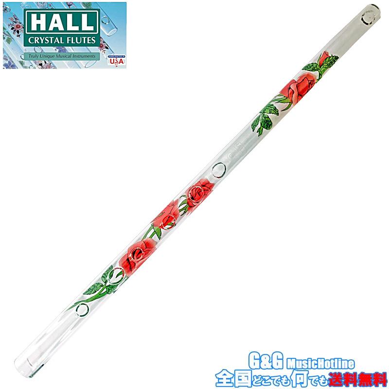 HALL CRYSTAL Flute Bb Flute Inline Rose with Green クリスタルフルート Bb管 全長355mm｜gandgmusichotline