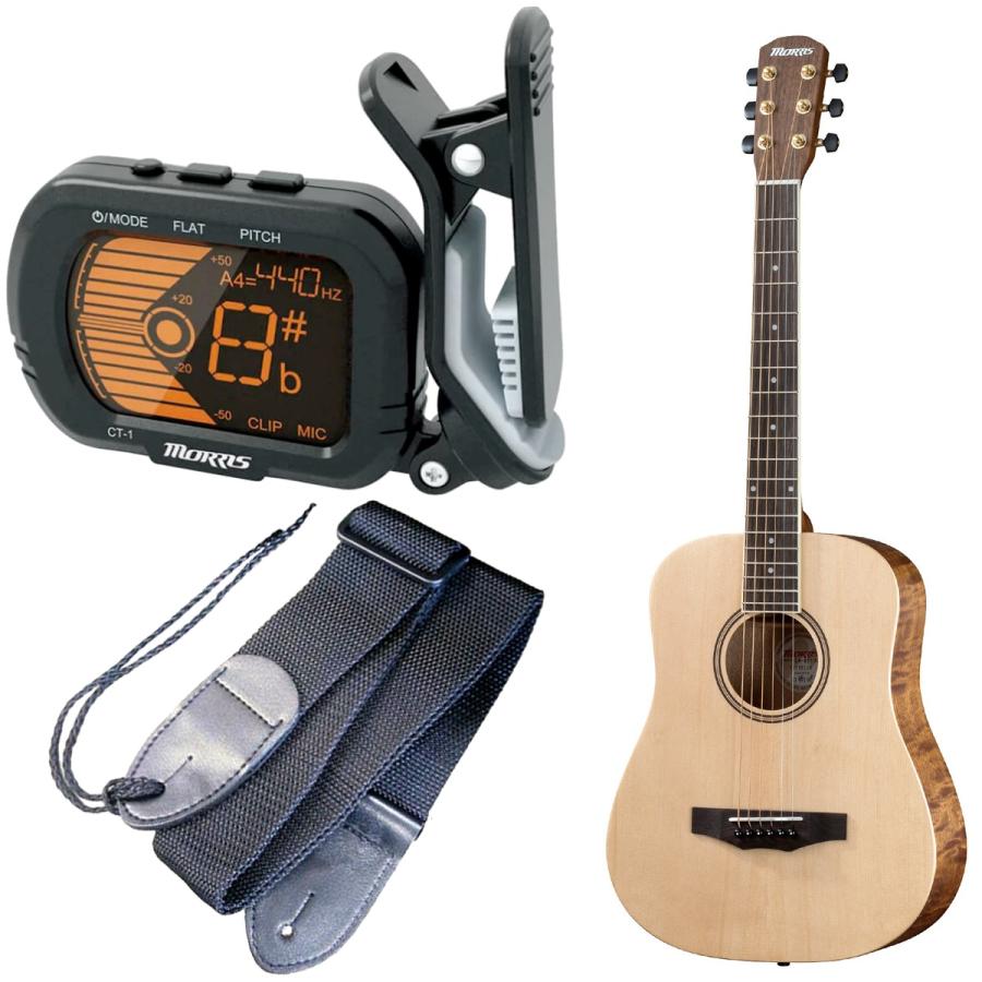 チューナーとギターストラップもセット MORRIS ACOUSTIC GUITAR LA-021 