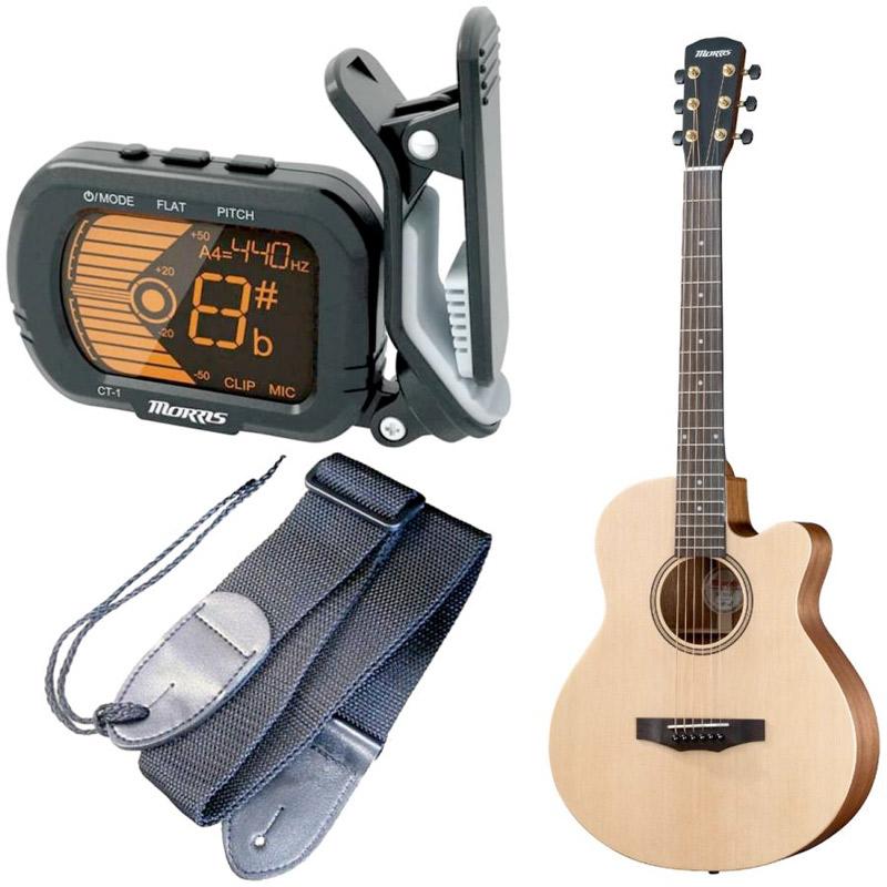 チューナーとギターストラップもセット MORRIS ACOUSTIC GUITAR SA-021 
