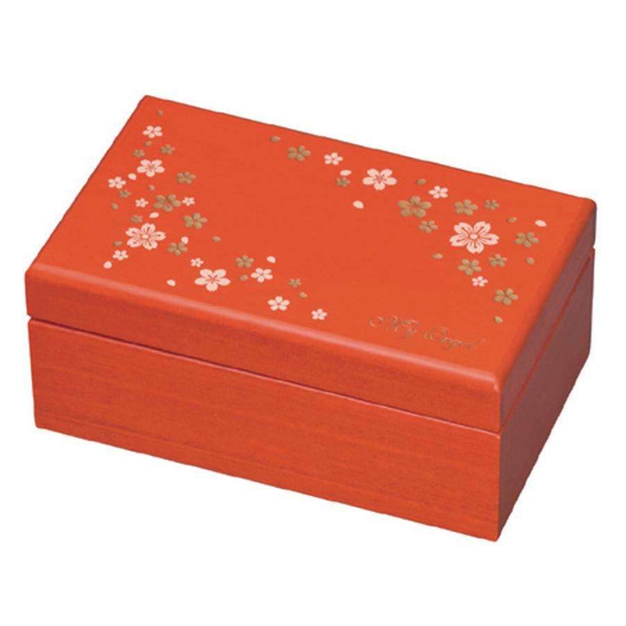 23弁木製宝石箱オルゴール 23弁木製BOXオルゴール／サクラ オレンジ