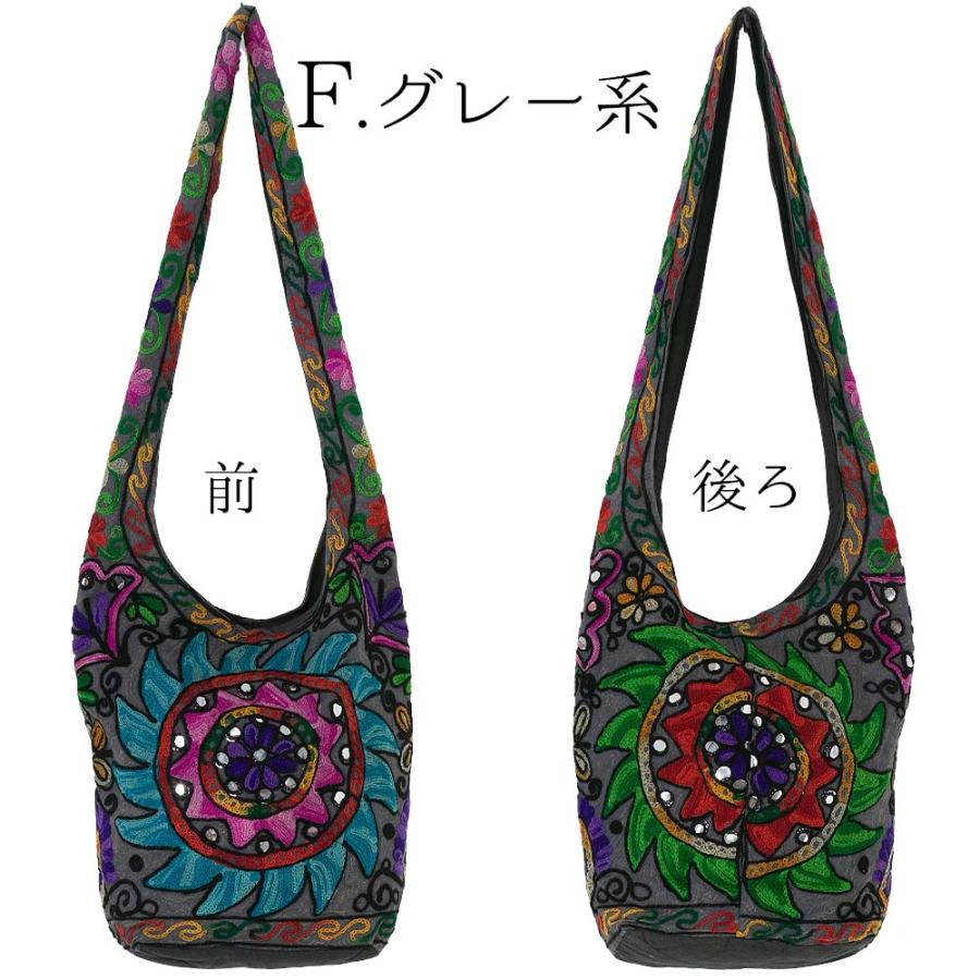 カシミール 刺繍 本革 ショルダー バッグ