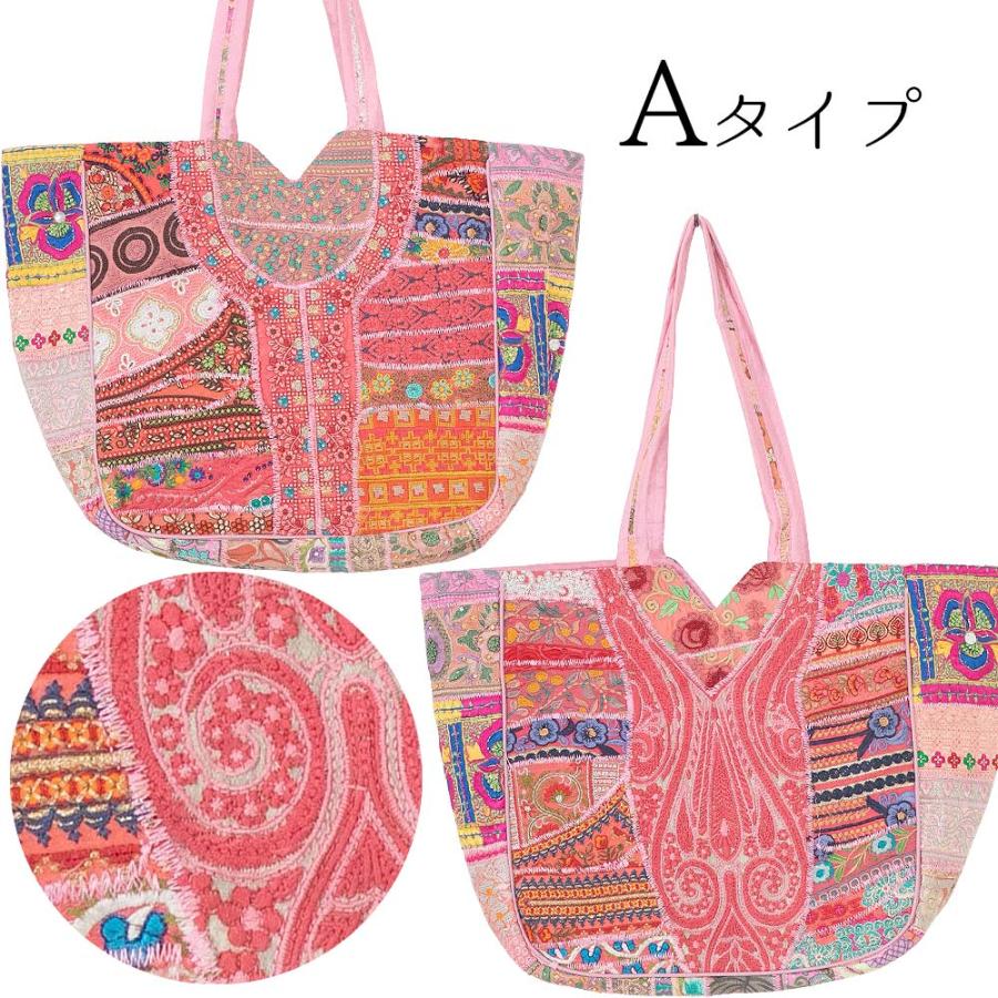 エスニック トートバッグ パッチワーク 大きめ 33cm インド刺繍 エスニック トートバッグ パッチワーク 大きめ 33cm インド刺繍