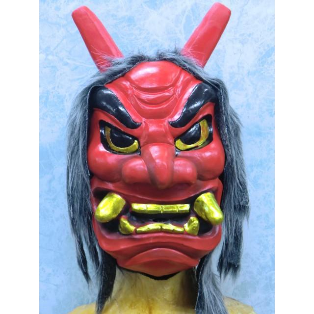 なまはげのかぶりもの、なまはげマスク・赤。節分豆まき、鬼のお面としても利用されています｜gangu-uenoya