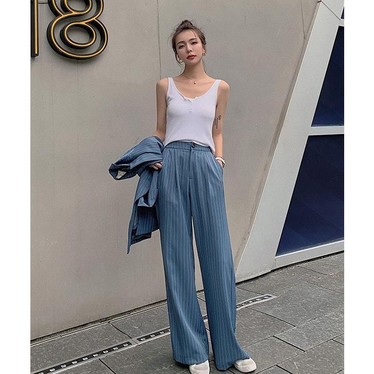 パンツスーツ セットアップ レディース おしゃれ カジュアルスーツ ストライプ スーツ ワイドパンツ オフィス 通勤服 大きいサイズ ゆったり 個性的_15