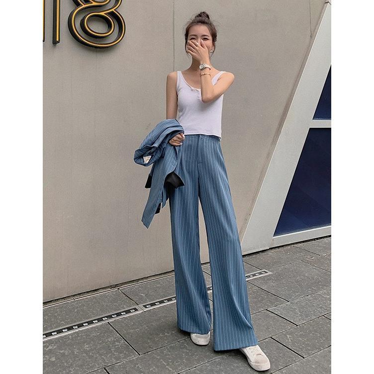 パンツスーツ セットアップ レディース おしゃれ カジュアルスーツ ストライプ スーツ ワイドパンツ オフィス 通勤服 大きいサイズ ゆったり 個性的_16