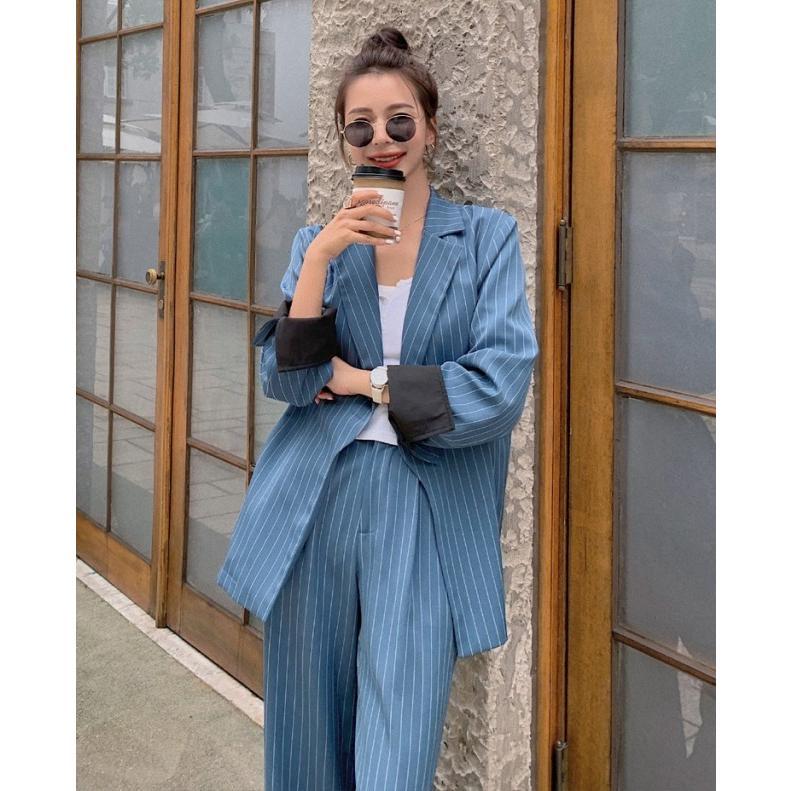 パンツスーツ セットアップ レディース おしゃれ カジュアルスーツ ストライプ スーツ ワイドパンツ オフィス 通勤服 大きいサイズ ゆったり 個性的_8