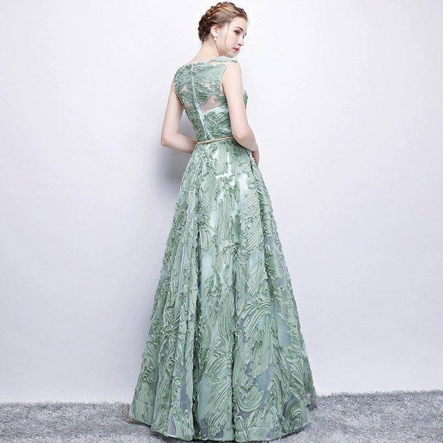 ロングドレス ノースリーブ ライトグリーン お洒落 イブニングドレス 30代 演出服 演奏会ドレス ミント Aライン パーティードレス 二次会