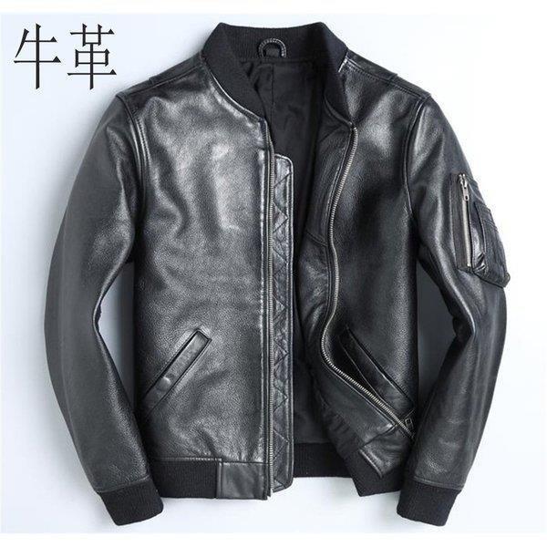 レザージャケット メンズジャケット 本革 ライダース ジャケット 羊革 黒ラム革 -牛革 シングル ダブル ショート丈 バイクジャケットブルゾン MA-1 Gジャンの画像