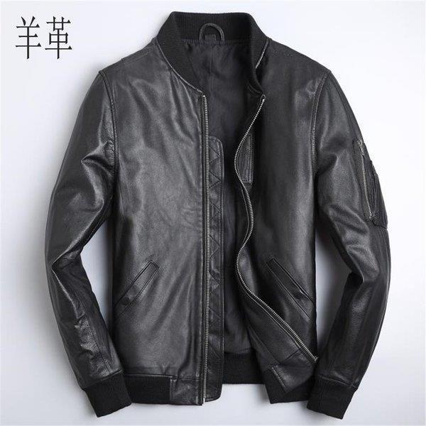 レザージャケット メンズジャケット 本革 ライダース ジャケット 羊革 黒ラム革 -牛革 シングル ダブル ショート丈 バイクジャケットブルゾン MA-1 Gジャンの画像