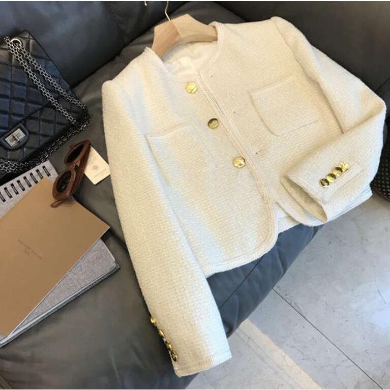 ツイードジャケット ノーカラージャケット レディース ジャケット 春 秋 ママスーツ フォーマル ノーカラー ツイード 春 オフィスカジュアル 上品の画像