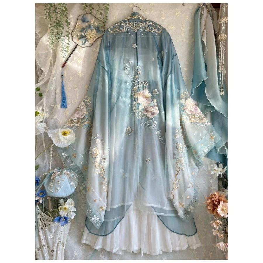 華やか漢服 振り袖羽織 3点/4点セット 花ししゅう 刺繍 中国古代宮廷衣装 変装 仮装 華流コスプレ 舞台衣装 チャイナ風 ステージ 撮影衣装 レディース 中華服 中_2