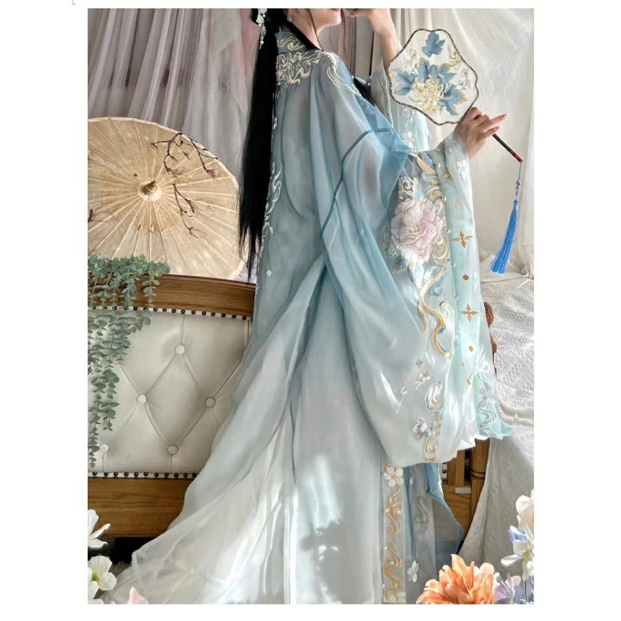 華やか漢服 振り袖羽織 3点/4点セット 花ししゅう 刺繍 中国古代宮廷衣装 変装 仮装 華流コスプレ 舞台衣装 チャイナ風 ステージ 撮影衣装 レディース 中華服 中_5