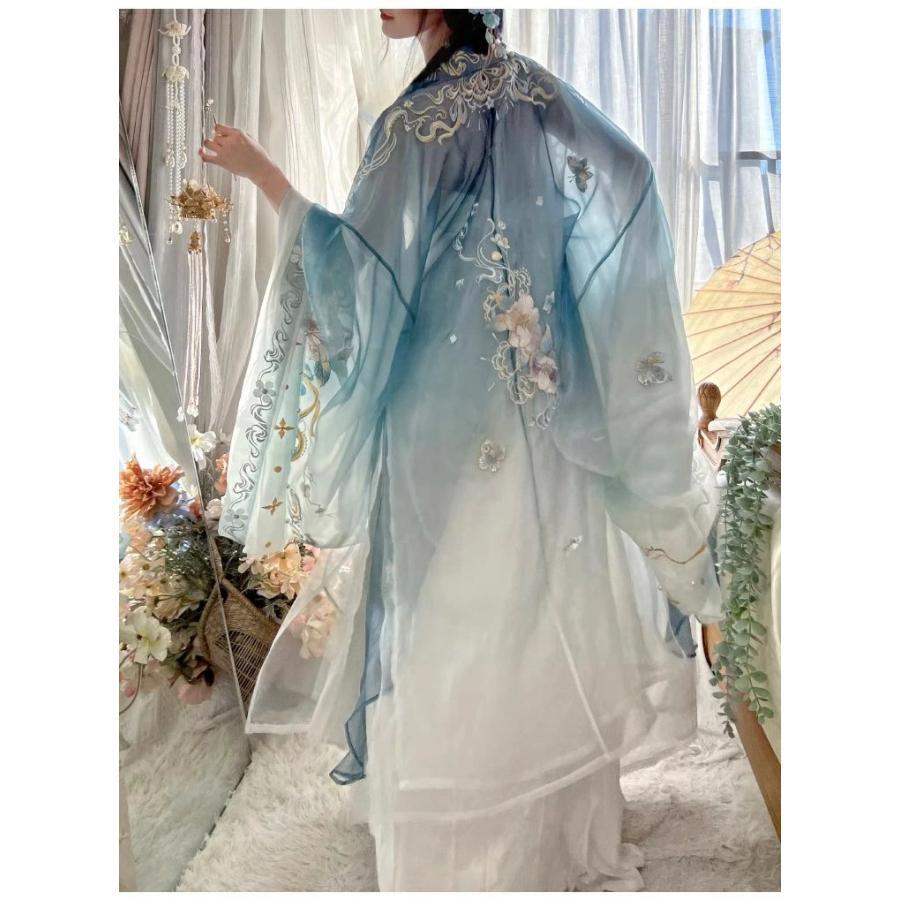 華やか漢服 振り袖羽織 3点/4点セット 花ししゅう 刺繍 中国古代宮廷衣装 変装 仮装 華流コスプレ 舞台衣装 チャイナ風 ステージ 撮影衣装 レディース 中華服 中_7