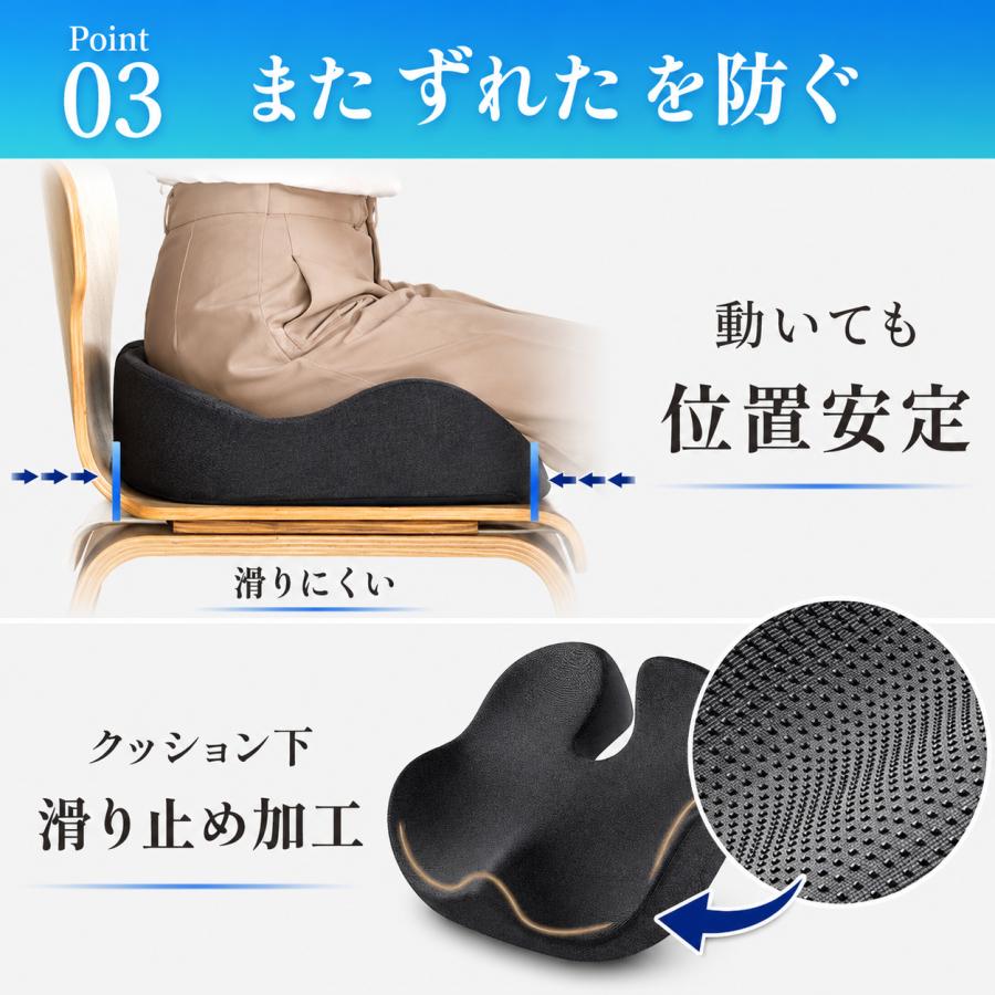 腰痛クッション 取手付き 持ち運び 高密度55D 3D構造 滑り止め 低反発