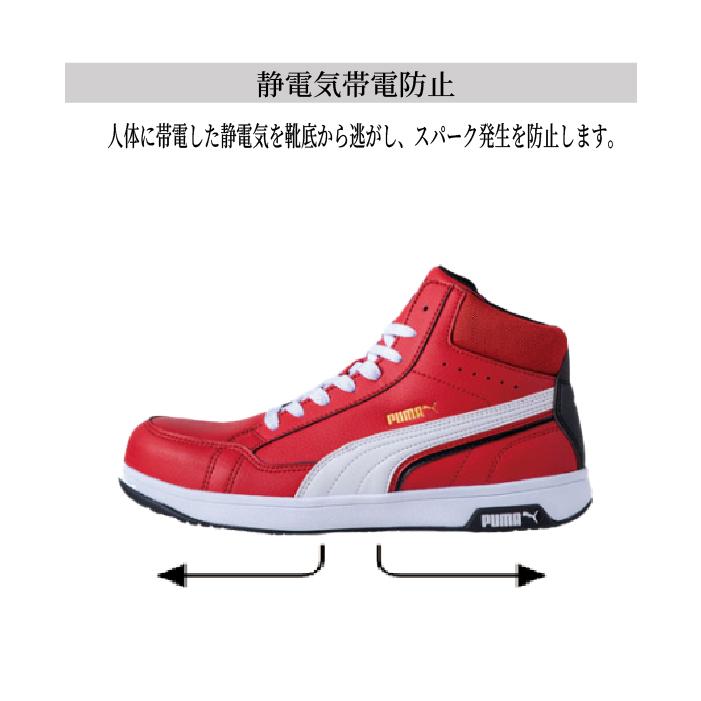 JSAA A種認定/静電気対策】プーマ 安全靴 メンズ 紐タイプ 軽量 ミッド