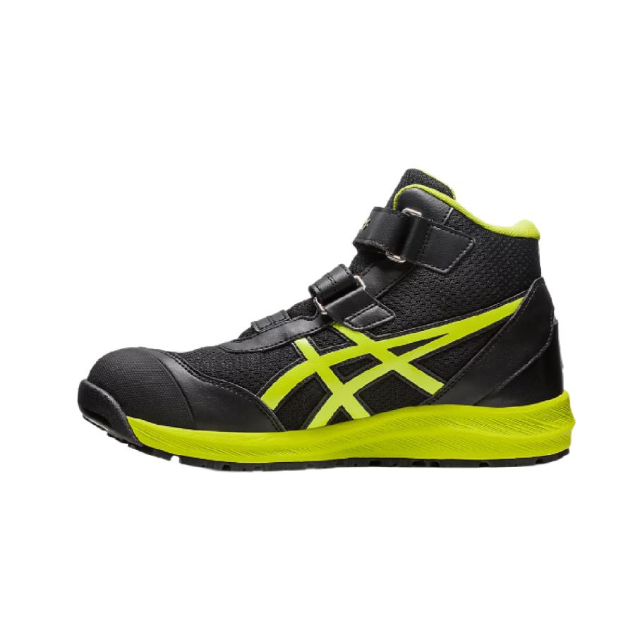 asics 安全靴 黒/黄緑 ハイカット　アシックス 安全靴 アシックス ウィンジョブ CP216 ハイカット マジックテープ