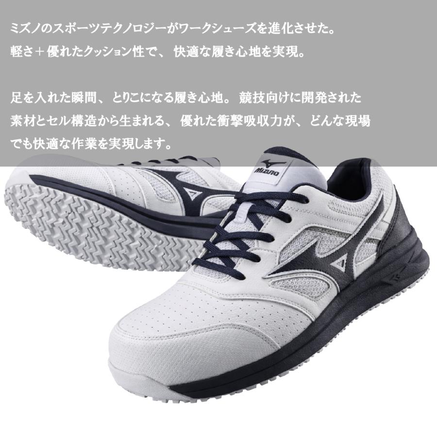 安全靴 MIZUNO F1GA210001 ホワイト×ネイビー 軽量 通気性 JSAA A種