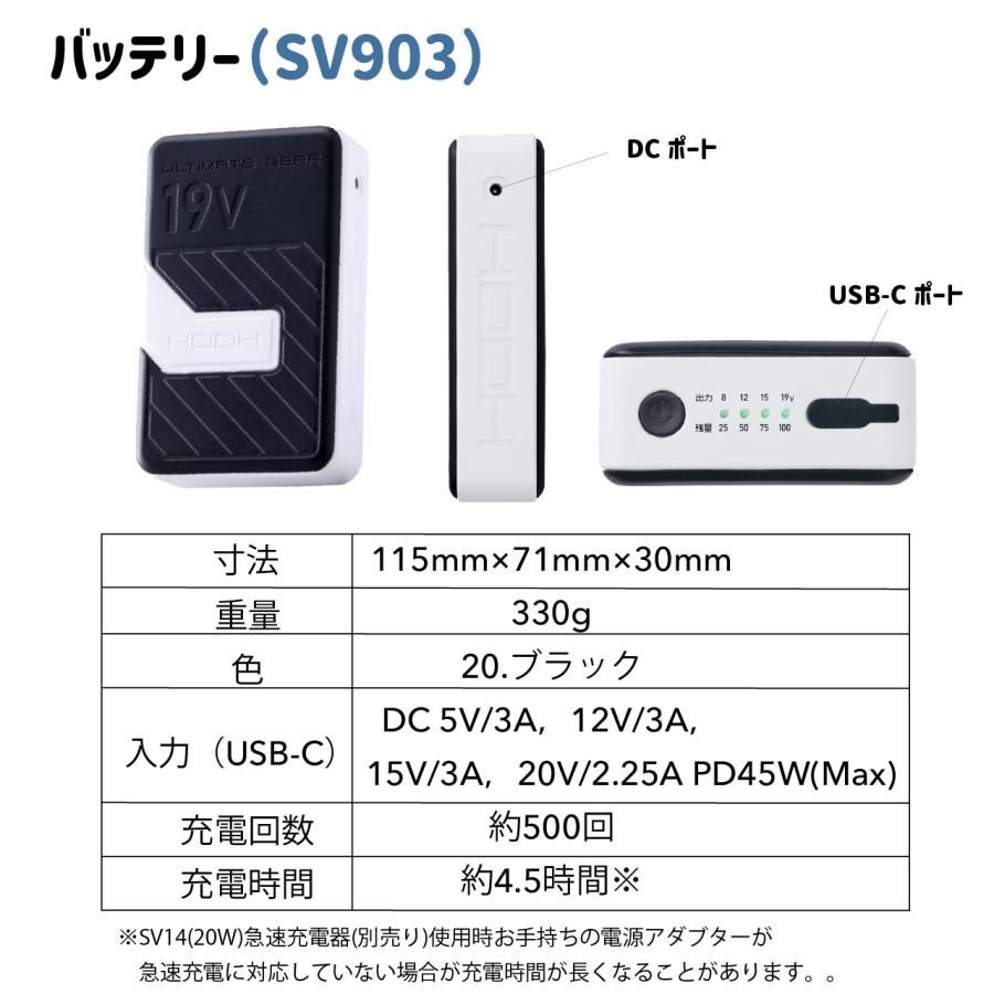 即日出荷 快適ウェア ファン バッテリー セット 村上被服 SV900 19V