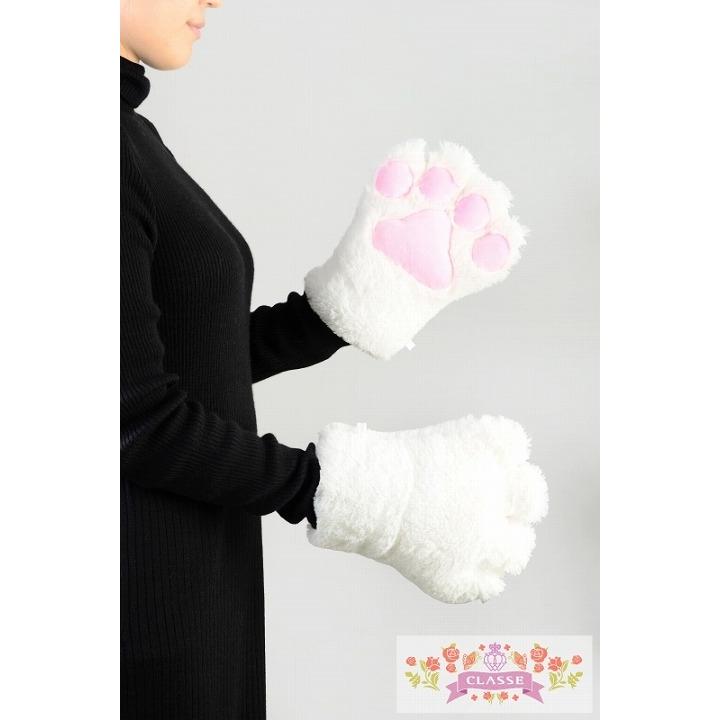 肉球グローブ 白 黒 手袋 キャットハンド コスプレ プチ仮装