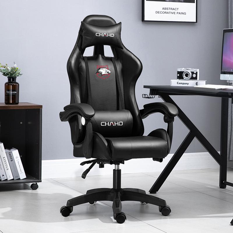 高級　レトロ　ブラック　レザー　チェア バー　ゲーミング　オフィス　椅子　昇降2 ゲーミングチェア オフィスチェア PUレザー オットマン リクライニング