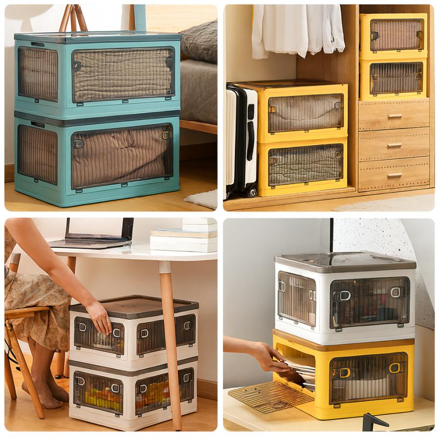 収納ボックス 折りたたみ コンテナボックス 5面開閉 衣装ケース 大容量 キャスター付き 押し入れ収納 蓋付き 積み重ね可能 衣類 布団  収納ケース 組み立て簡単 |  | 12