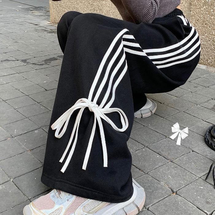 サイドラインリボンスウェットパンツ 757 ワイドパンツ スウェット